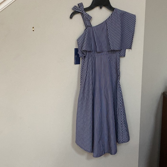 HABITUAL Girl's One-shoulder Striped High-low Dress In Navy - Picture 5 of 13